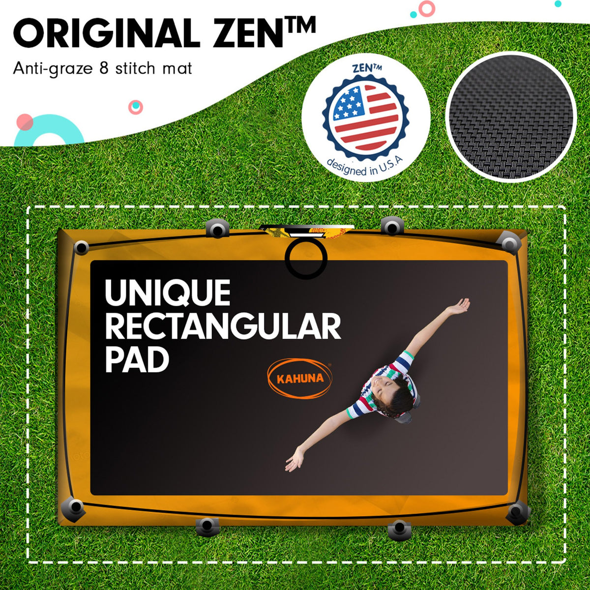 Kahuna 6 Ft X 9 Ft Rectangular Outdoor Trampoline With LED Basketball Set Orange