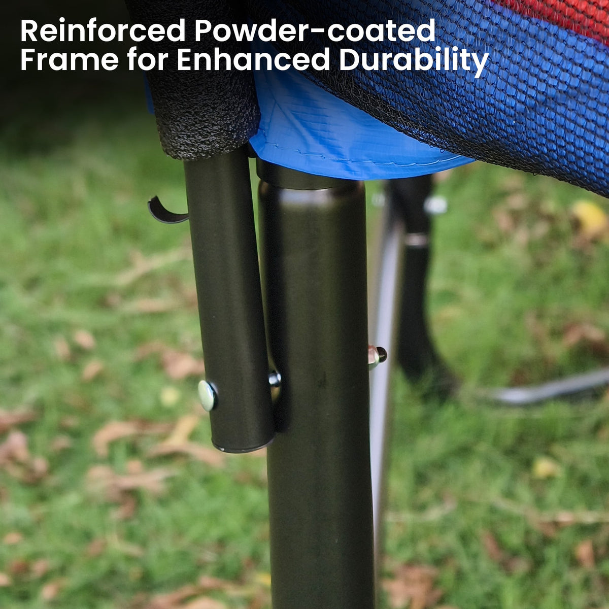 Kahuna 10 ft x 15 ft Oval Outdoor Trampoline with Reversible Rainbow & Orange Safety Pad Safety Net and Ladder