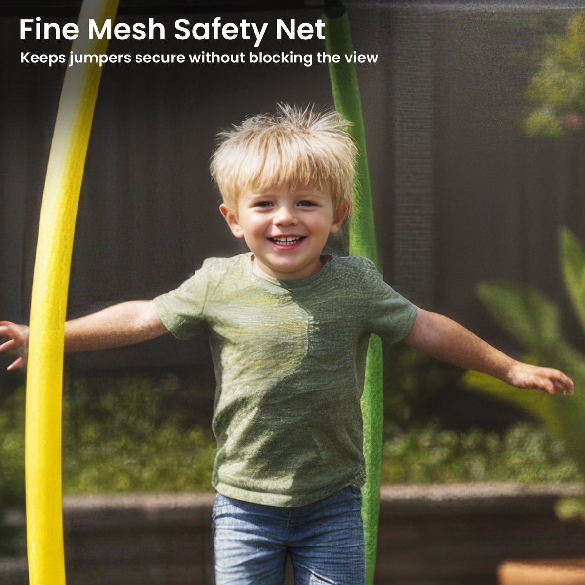 Kahuna 10 ft x 15 ft Oval Outdoor Trampoline L.E.D. Basketball Set Reversible Rainbow & Orange Safety Pad Safety Net Ladder