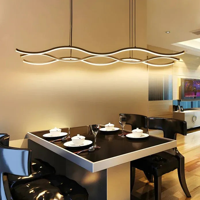 BAMDECOR A2569 1.8m Antizer Nordic Minimalist Wave Long Pendant Light (Black)
