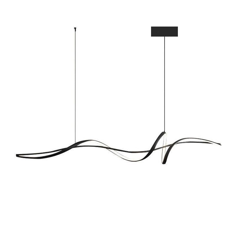 BAMDECOR A036 Modern LED Linear Pendant Lights with Dimmable LED and Adjustable Hanging Length 120cm -Black