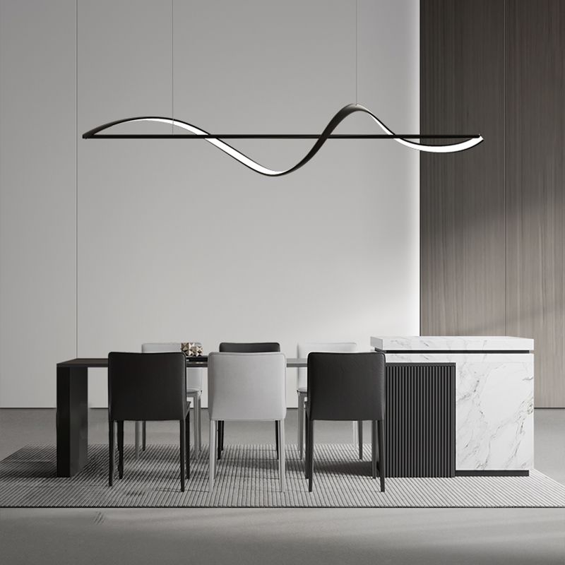 BAMDECOR A36 Modern LED Linear Chandeliers Pendant Lights with Dimmable LED and Adjustable Hanging Length 140cm -Black