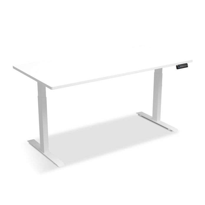 AMZ Electric Height Adjustable Standing Desk 160x80cm Sit Stand Desk Top for Home Office (White Frame + White Desktop)