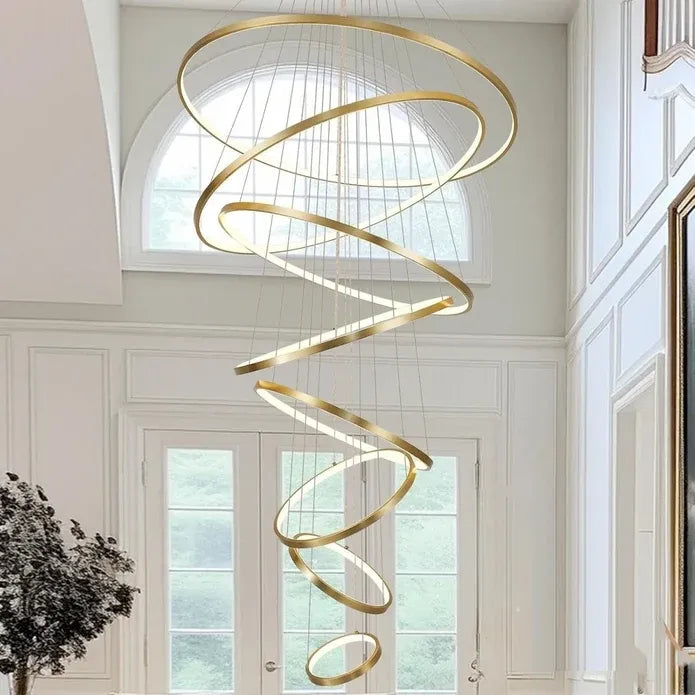 BAMDECOR A18801/8 Nordic Home Decor Dining Room Pendant lamp lights Ceiling Lamp Hanging Light (8 Rings-Gold)