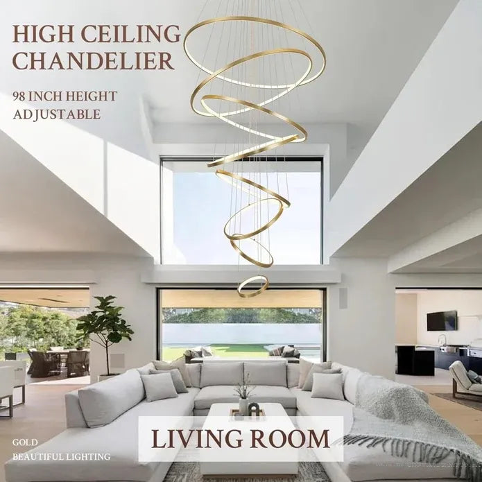 BAMDECOR A18801/8 Nordic Home Decor Dining Room Pendant lamp lights Ceiling Lamp Hanging Light (8 Rings-Gold)