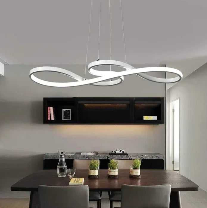 BAMDECOR A022 Modern Designer Infinity LED Chandelier Island Ceiling Pendant Light (120/150cm-Silver)