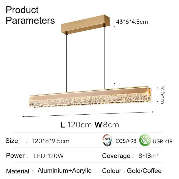 BAMDECOR A122 Nordic Long Dual Linear Dimmable Acrylic Kitchen Dining Table Pendant Light Minimalist Modern Lighting (Coffee)