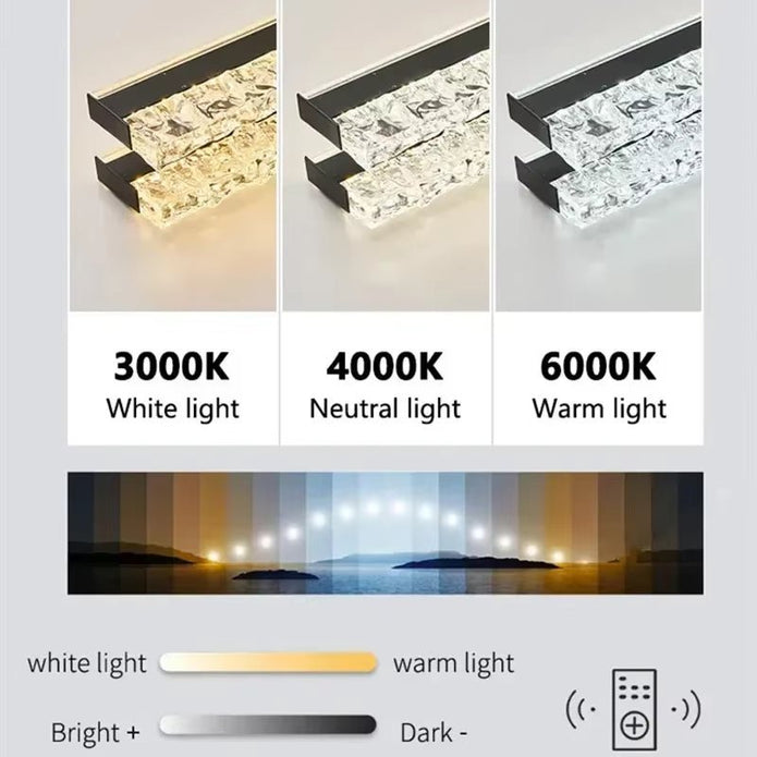 BAMDECOR A122 Nordic Long Dual Linear Dimmable Acrylic Kitchen Dining Table Pendant Light Minimalist Modern Lighting (Gold)