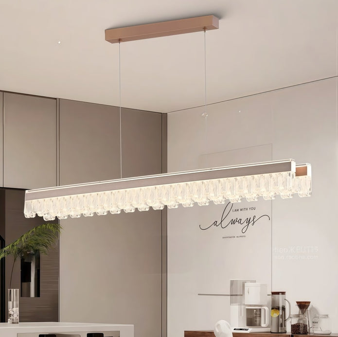 BAMDECOR A188 Nordic Dual Linear Dimmable Acrylic Kitchen Dining Table Pendant Light Minimalist Modern Lighting (Coffee)