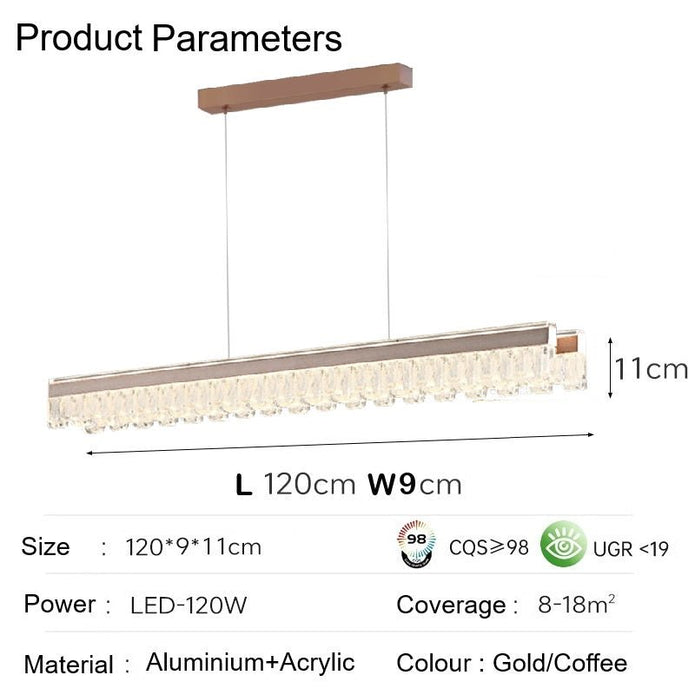 BAMDECOR A188 Nordic Dual Linear Dimmable Acrylic Kitchen Dining Table Pendant Light Minimalist Modern Lighting (Coffee)