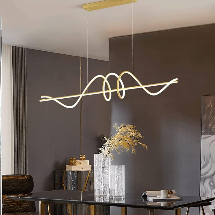 BAMDECOR A202 Modern LED Linear Pendant Lights with Dimmable LED  (160cm/180cm-Gold) 1.5 Meters