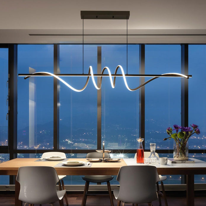 BAMDECOR A202 Modern LED Linear Pendant Lights with Dimmable LED  (160cm/180cm-Black) 1.8 Meters