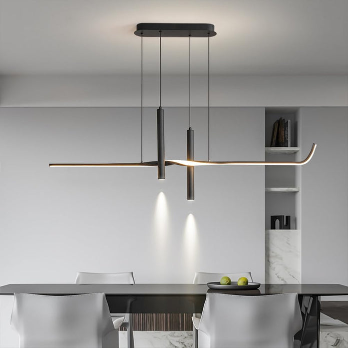 BAMDECOR A206 Modern Black Scandinavian Pendant Light Table Dining Room Living Room Pendant Lighting 1.2 Meters