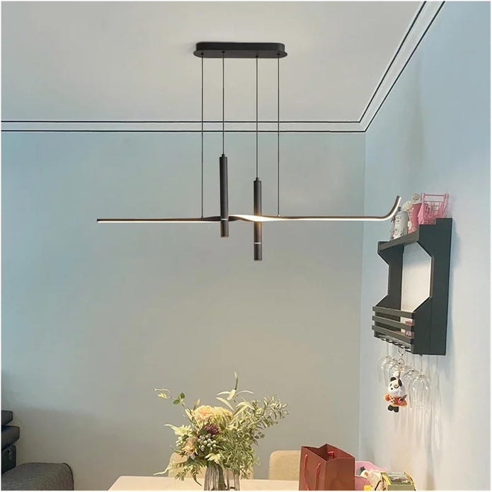 BAMDECOR A206 Modern Black Scandinavian Pendant Light Table Dining Room Living Room Pendant Lighting 1.2 Meters