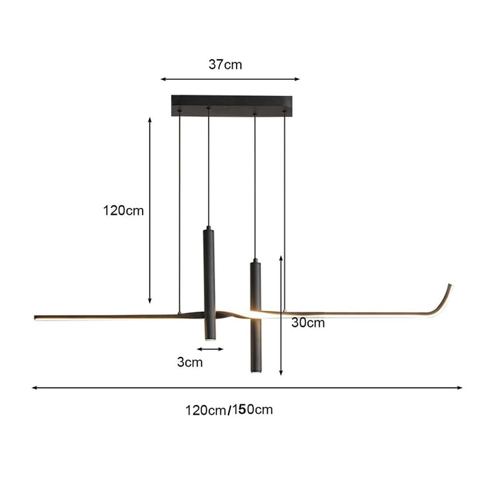 BAMDECOR A206 Modern Black Scandinavian Pendant Light Table Dining Room Living Room Pendant Lighting 1.5 Meters