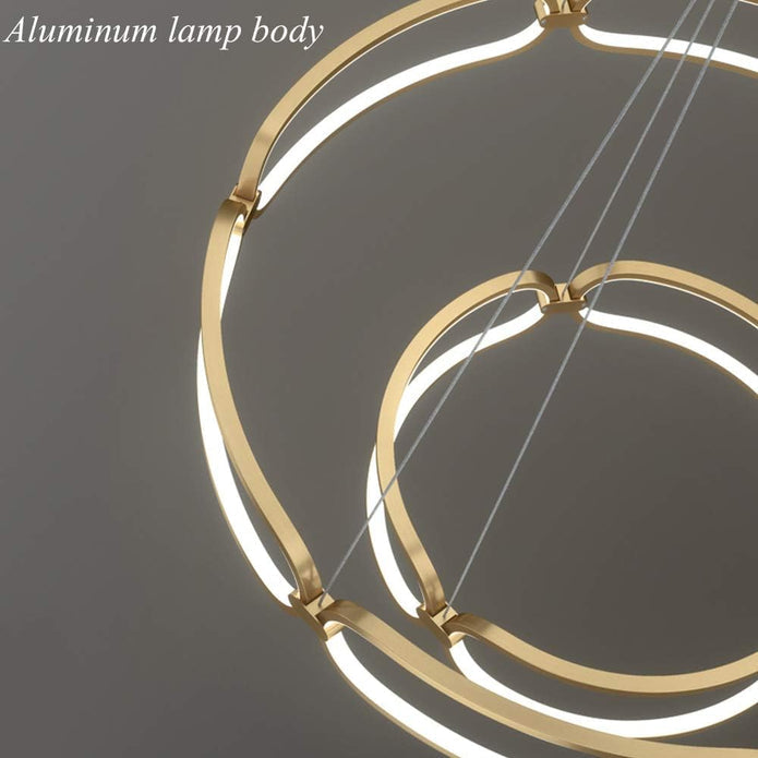 BAMDECOR A209 Colette Ceiling Chandelier Led Modern Circular Art Aluminum Light Fixture for Living Room Bedroom Indoor Decor(2 Rings)
