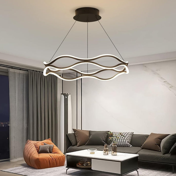 BAMDECOR A212/1 Black Modern Wavy Art Aluminum Light Fixture for Living Room Bedroom Indoor Decor
