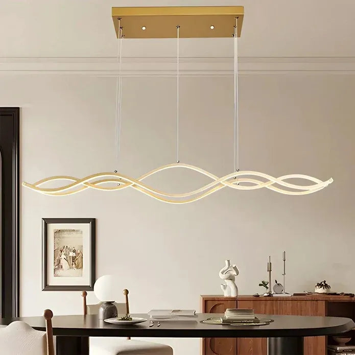 BAMDECOR A2569 1.5m Antizer Nordic Minimalist Wave Long Pendant Light (Gold)