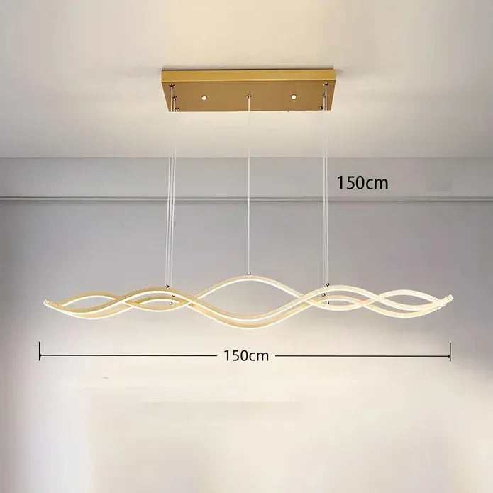 BAMDECOR A2569 1.5m Antizer Nordic Minimalist Wave Long Pendant Light (Gold)