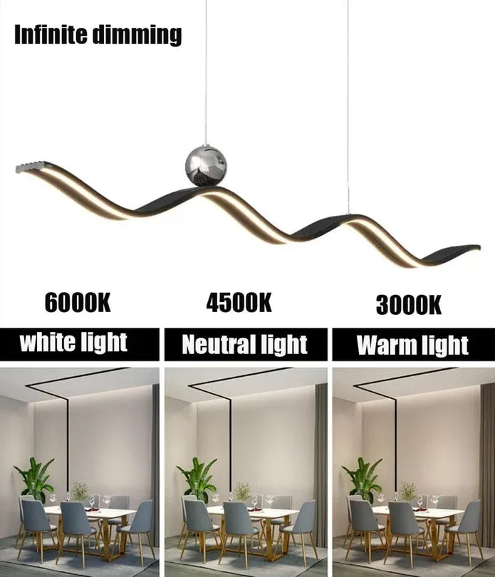 BAMDECOR A2575 Modern Design Linear LED Ceiling Light for Dining Room Office Kitchen Living Room (Black)BAMDECOR A2575 Modern Design Linear LED Ceiling Light for Dining Room Office Kitchen Living Room (Black)