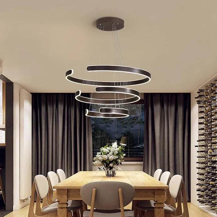 BAMDECOR AD2573 3 Round Rings C Shape Ceiling Light Chandeliers (Matte Black)