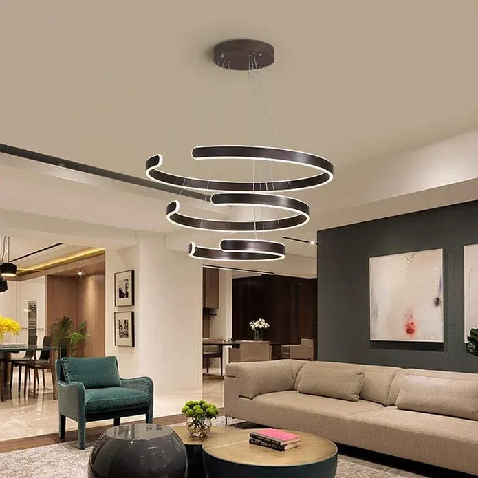 BAMDECOR AD2573 3 Round Rings C Shape Ceiling Light Chandeliers (Matte Black)