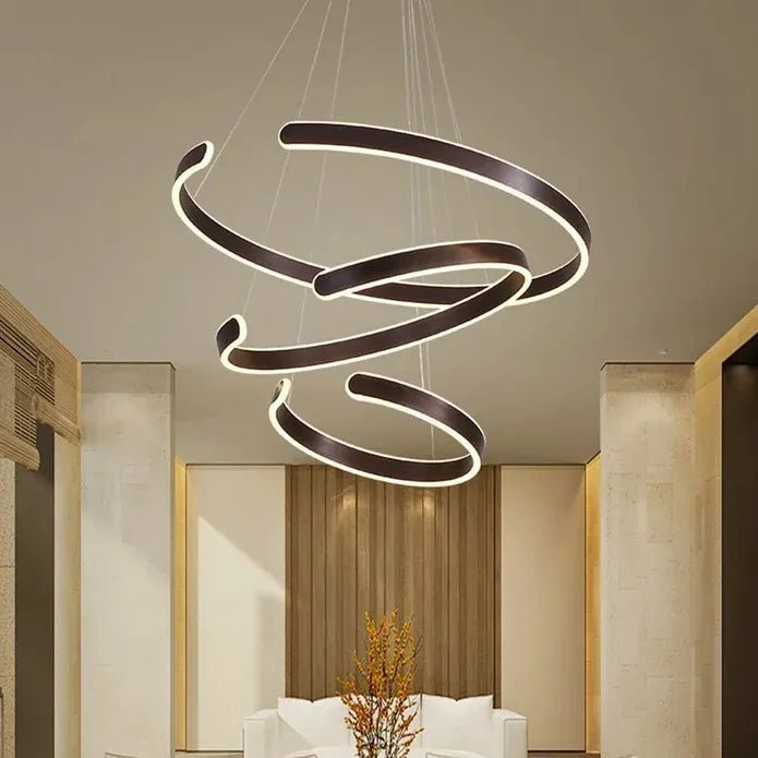BAMDECOR AD2573 3 Round Rings C Shape Ceiling Light Chandeliers (Matte Black)