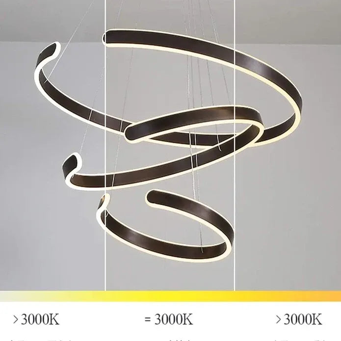 BAMDECOR AD2573 3 Round Rings C Shape Ceiling Light Chandeliers (Matte Black)