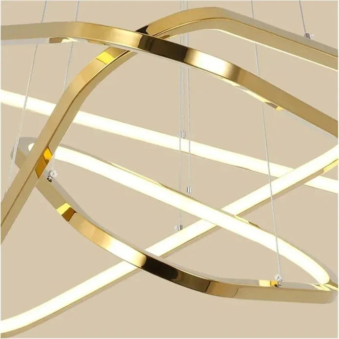BAMDECOR AD2583 Modern Triangular LED Chandelier (Two Rings-Gold