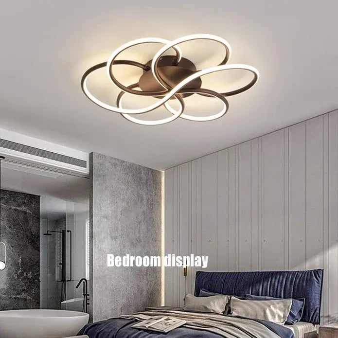 BAMDECOR AD2585 Black Creative Flower Shape Design Ceiling Lamp Acrylic Flush Mount Chandelier