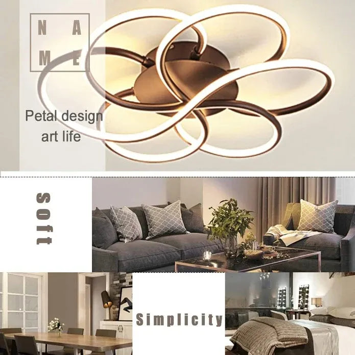 BAMDECOR AD2585 Black Creative Flower Shape Design Ceiling Lamp Acrylic Flush Mount Chandelier