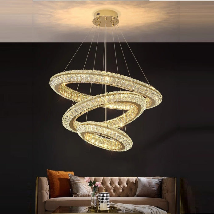 BAMDECOR C3312/3 Crystal Chandelier Living Room Chandelier Crystal Chandelier Room Dining Room lamp New Bedroom Lamps Lighting Villa Light Luxury Post (Size:80+60+40cm)