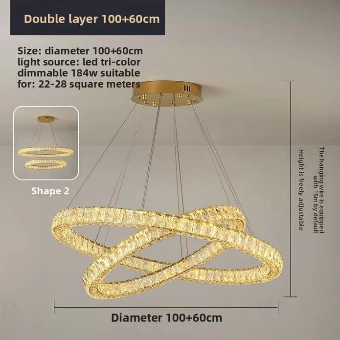 BAMDECOR C3313/2 Modern Crystal Chandeliers Lighting Fixtures Contemporary Round Chandelier Lighting Fixtures Crystal Pendant Ceiling Lights(Gold)