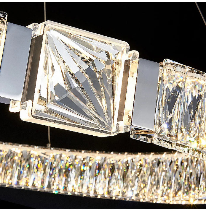 BAMDECOR C3319 Modern Crystal Chandeliers Lighting Fixtures Contemporary Round Chandelier Lighting Fixtures Crystal Pendant Ceiling Lights(Gold-80cm)