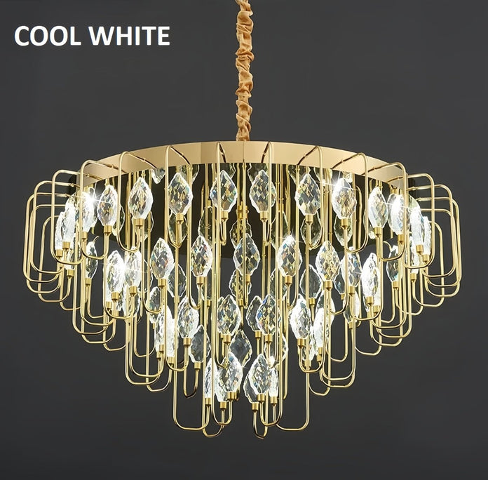 BAMDECOR C3345 Modern Luxury Crystal-leaf Chandelier LED Fashion Creativity Pendant Ceiling Lights(80cm-Gold)