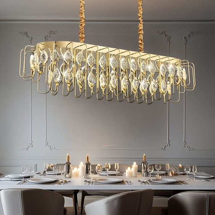 BAMDECOR C3345/OVAL1.2 Modern French Home Decor Luxury Crystal-leaf Chandelier LED Fashion Creativity Pendant Ceiling Lights(120cm-Gold)