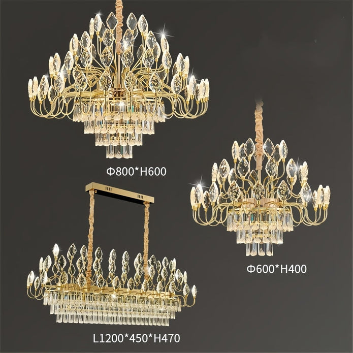 BAMDECOR C3347 Modern Luxury Crystal-leaf Chandelier LED Fashion Creativity Pendant Ceiling Lights(60cm-Gold)