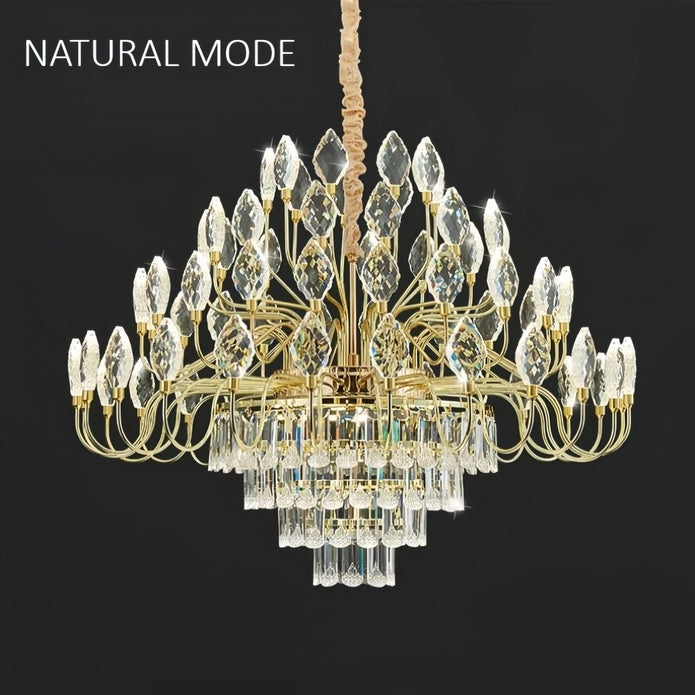 BAMDECOR C3347 Modern Luxury Crystal-leaf Chandelier LED Fashion Creativity Pendant Ceiling Lights(60cm-Gold)