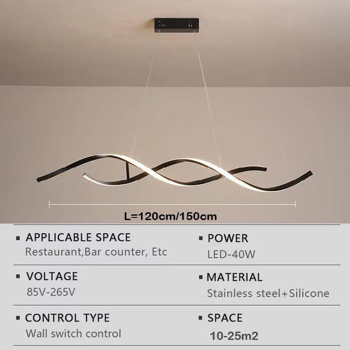 BAMDECOR A24122 Modern Minimalist Black Pendant Light Adjustable LED Chandelier for Dining Room and Bar