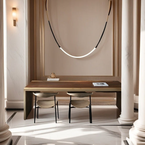 BAMDECOR Minimalistic Retro LED Minimalism Designer Lustre Hanging Lamps Slender-Shape LED Pendant Light (Black)