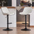 SERENITà White Modern Height Adjustable Swivel Bar Stools Upholstered Leather Barstool Kitchen Island Chairs with Metal Frame (Set of 2)