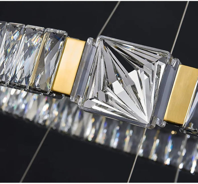 BAMDECOR C3319 Modern Crystal Chandeliers Lighting Fixtures Contemporary Round Chandelier Lighting Fixtures Crystal Pendant Ceiling Lights(Gold-80+60cm)