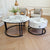 Snowy Mountain Faux Modern Marble Slate Nesting Coffee Table Set Leather Wrapped Wood Drawers