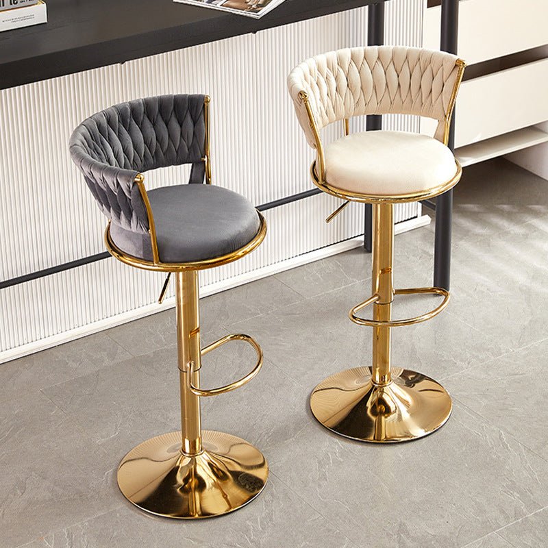 2x Height Adjustable Swivel Bar Stool Velvet Golden Base Barstools Chairs Padded Seat- Green