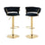 SERENITà Black Velvet Seat Kitchen Breakfast Bar Stools Counter Height Barstools with Back Cushioned Chairs for Home Bar x2