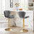 SERENITà Swivel Bar Stools Set of 2 Counter Height Barstools with Back Velvet Upholstered Adjustable Stool Chair Min Century Modern Bar Stool for Kitchen Island (Grey)