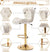 SERENITà Swivel Bar Stools Set of 2 Counter Height Barstools with Back Velvet Upholstered Adjustable Stool Chair Min Century Modern Bar Stool for Kitchen Island (Ivory)