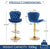 SERENITà Swivel Bar Stools Set of 2 Counter Height Barstools with Back Velvet Upholstered Adjustable Stool Chair Mid Century Modern Bar Stool for Kitchen Island (Navy Blue)
