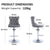 SERENITà Gray Velvet Bar Stools Adjustable Swivel Counter Height Chairs with Tufted Back and Nailhead Trim for Kitchen Island Pub Restaurant (2Pcs, Chrome Metal, Grey)