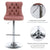 SERENITà Pink Velvet Bar Stools Adjustable Swivel Counter Height Chairs with Tufted Back and Nailhead Trim for Kitchen Island Pub Restaurant (2Pcs, Chrome Metal)